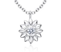 Beautiful Sunflower Shaped CZ Crystal Silver Necklace SPE-5251